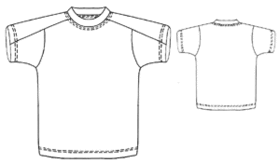 Выкройка мужской футболки с рукавами реглан и отделкой