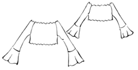 Выкройки больших размеров для полных: Выкройка короткой блузки с длинными рукавами и широкими манжетами