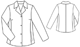 Выкройка блузки с лацканами и карманами в рельефных швах для девочки