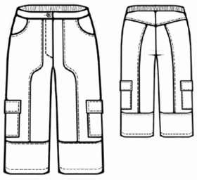 Выкройка спортивных брюк для девочки с широкими манжетами и джинсовыми карманами