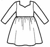 Выкройка платья с длинным рукавом и трапециевидным вырезом