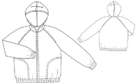 Выкройка спортивной куртки с рукавами реглан и капюшоном