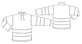 Выкройка мужской футболки лонгслива со шнуром в воротнике стойке