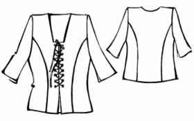 Выкройки больших размеров для полных: Выкройка блузки с короткими рукавами и шнуровкой на переде