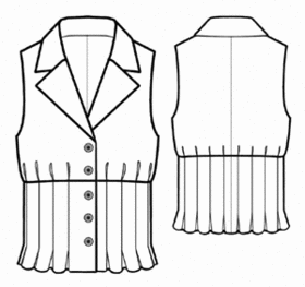 Выкройки больших размеров для полных: Выкройка блузки с отрезным лифом, защипами, без рукавов