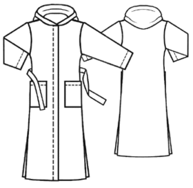 Выкройки больших размеров для полных: Выкройка длинного пальто с капюшоном