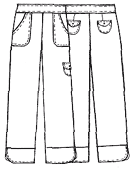 Выкройка прямых брюк с накладными карманами на передних и задних половинках и манжетами