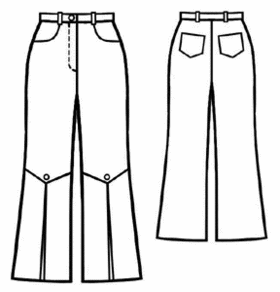 Выкройка брюк в джинсовом стиле со встречными складками