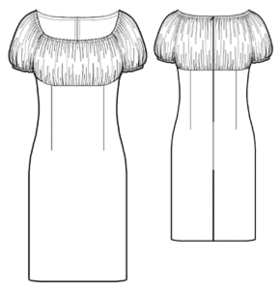 Выкройка нарядного платья с отрезным лифом и короткими рукавами