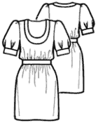 Выкройка короткого платья с рукавами фонарик