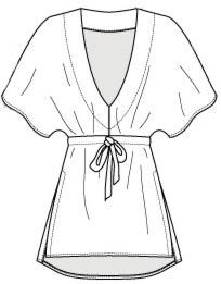 Выкройка платья туники с цельнокроеными рукавами и глубоким V-образным вырезом