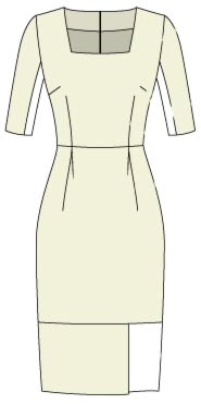 Выкройка платья с втачными короткими рукавами и квадратной горловиной