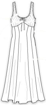Выкройка длинного шелкового платья приталенного фасона с отрезным лифом на бретелях