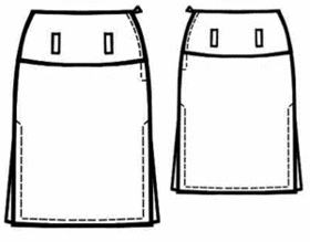 Выкройка юбки на кокетке с высокими разрезами
