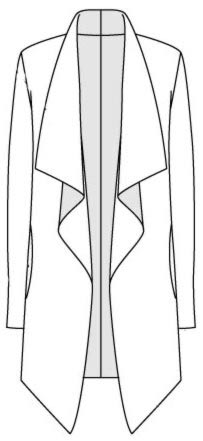 Выкройка женского жакета с драпирующимися лацканами с цельнокроеным воротником
